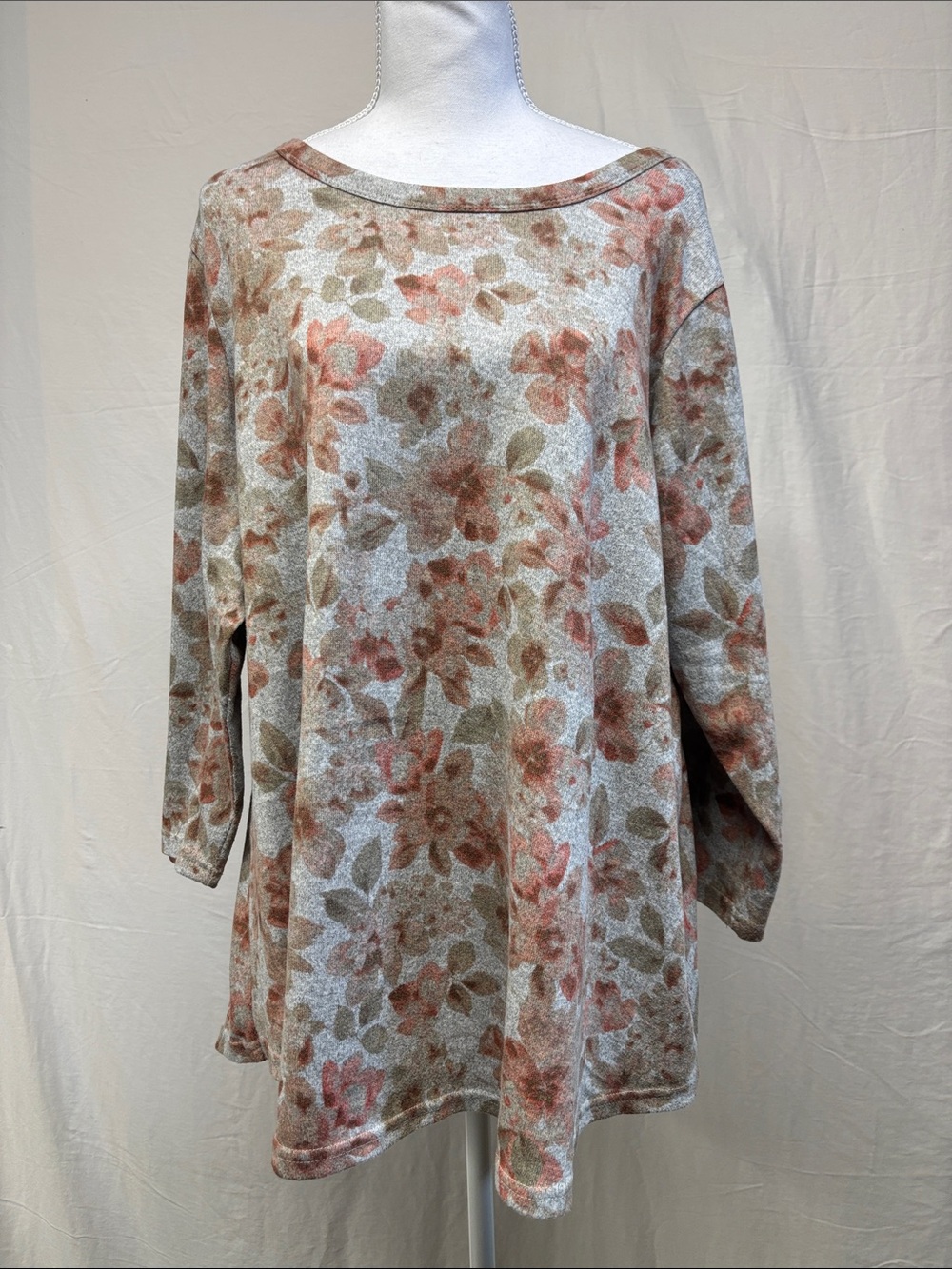 Rose & Olive Floral Long Sleeve Sweater in Dusty Rose and Olive